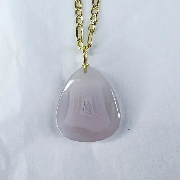 Agate Garnet Sterling Silver Gold Vermeil Pendant Necklace Figaro Chain 20” - Picture 3 of 6